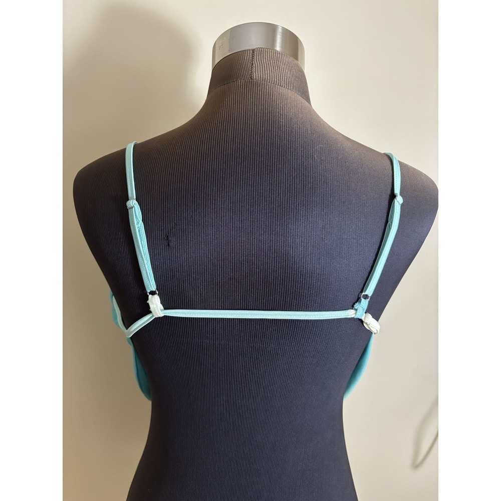 Peppermayo Teal Blue Backless Strapless Cowl Neck Crop Gold Embellished Size M - Picture 3 of 11